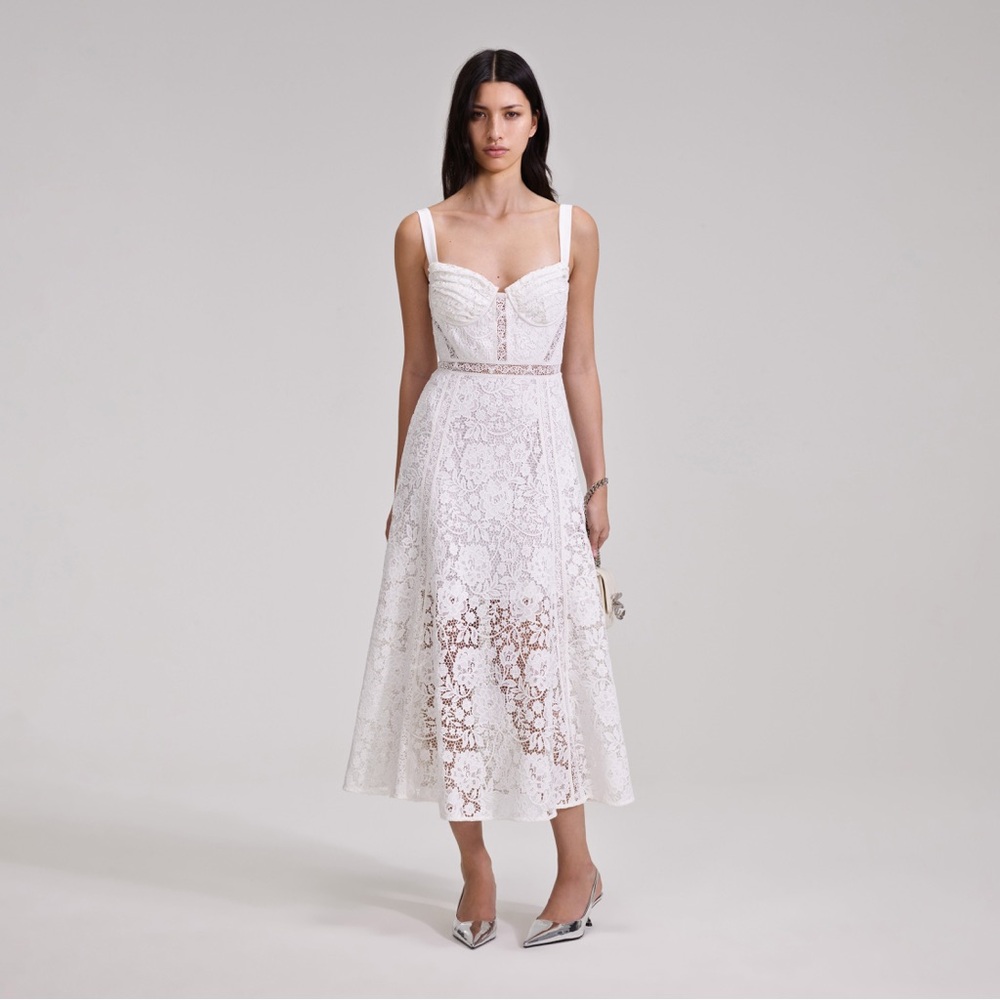 NWT Self Portrait White Lace Midi Dress